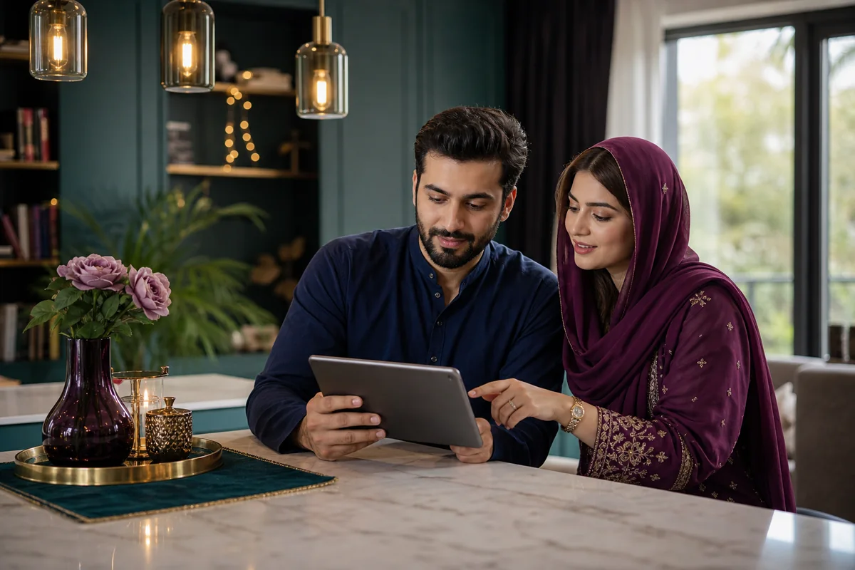 A Pakistani brother and sister comparing matrimonial membership choices